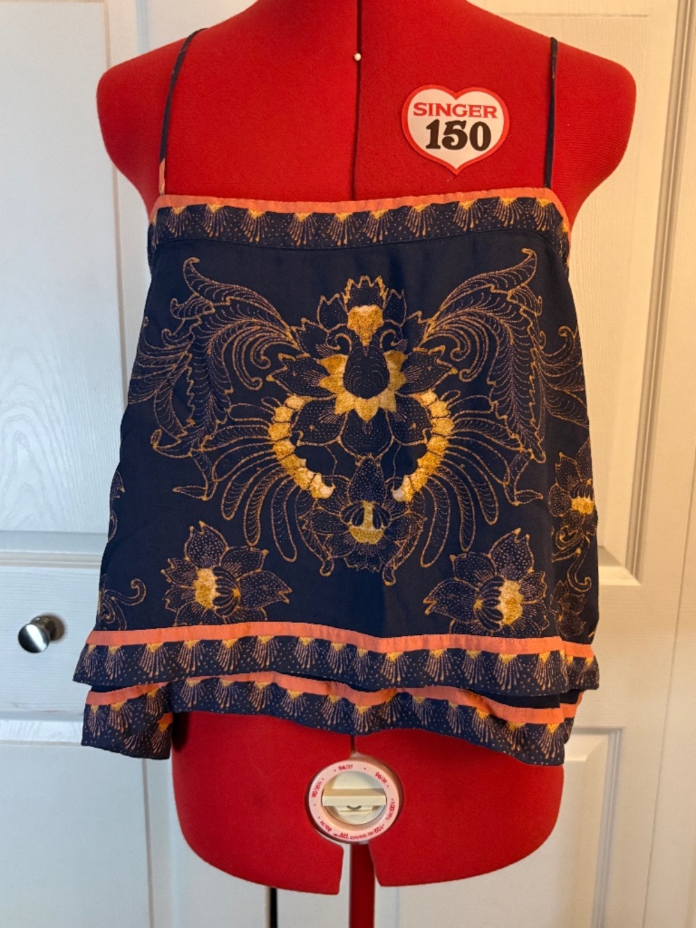 Free People Navy & Orange Cami Top M